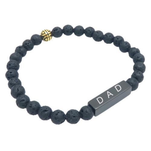 acero inoxidable 304 Pulsera, con lava & Ágata negra, chapado, Joyería & para hombre, más colores para la opción, longitud:aproximado 7 Inch, Vendido por UD