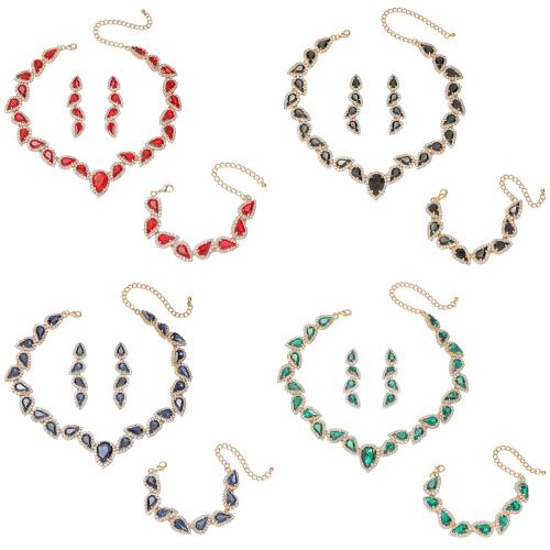 Crystal Jewelry Set, with Zinc Alloy, plated & for woman 