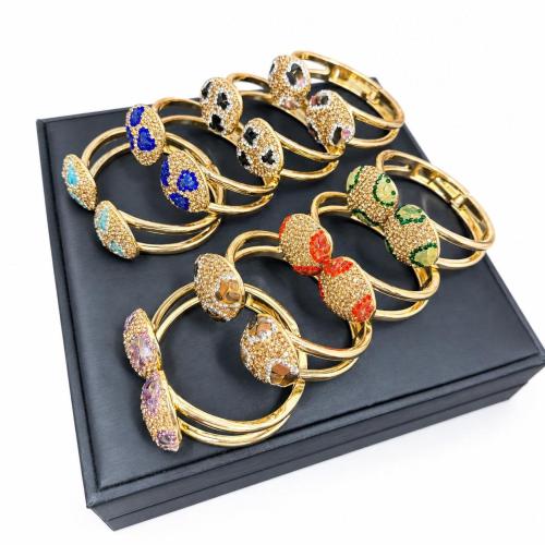 Gemstone Cuff Bangle, with Zinc Alloy, plated, folk style & Unisex & with rhinestone Inner Approx 60mm 