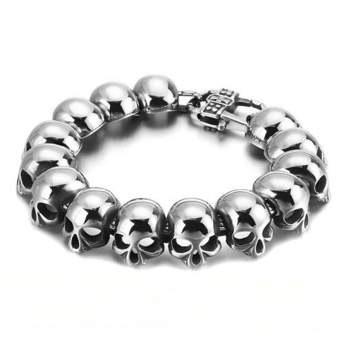 Acier inoxydable 304 bracelet, crane, Placage, le style de punk & pour homme, plus de couleurs à choisir Vendu par PC[
