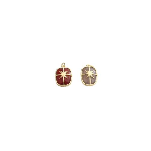 Gemstone Brass Pendants, with Gemstone, Geometrical Pattern, gold color plated, DIY [