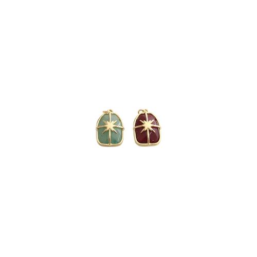Gemstone Brass Pendants, with Gemstone, gold color plated, DIY [