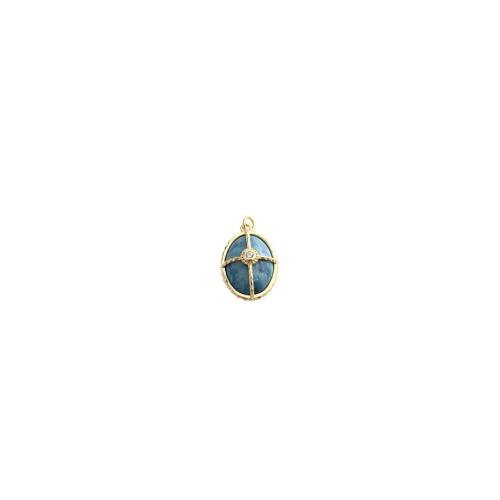 Gemstone Brass Pendants, with Gemstone, gold color plated, DIY & micro pave cubic zirconia [