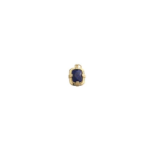 Gemstone Brass Pendants, with Gemstone, Geometrical Pattern, gold color plated, DIY [