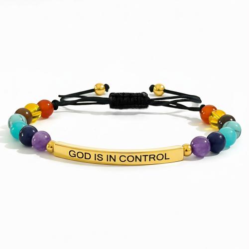 Pulsera de Piedras Preciosas, con acero inoxidable 304, chapado, Joyería & unisexo & ajustable & diferentes estilos para la opción & esmalte, más colores para la opción, longitud:aproximado 14 cm, Vendido por Sarta[