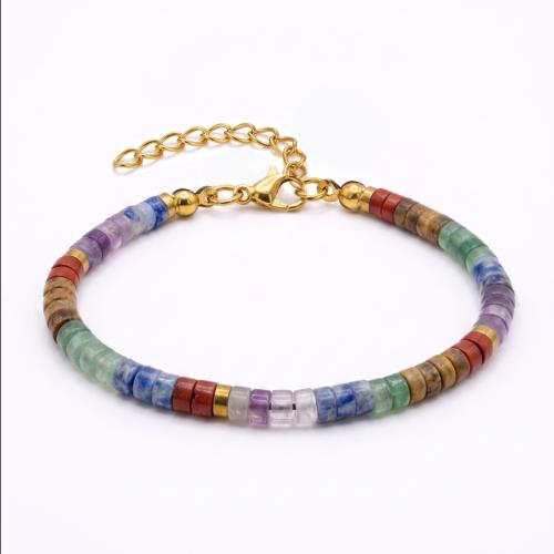 Pulsera de Piedras Preciosas, con acero inoxidable, chapado, Joyería & unisexo & ajustable, color mixto, longitud:aproximado 17 cm, Vendido por Sarta[