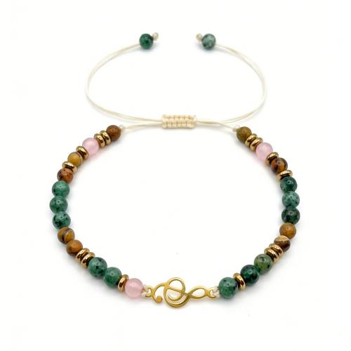 Pulsera de Piedras Preciosas, con Polipropileno Nylon & acero inoxidable, chapado, Joyería & unisexo & ajustable, color mixto, longitud:aproximado 14-26 cm, Vendido por Sarta[