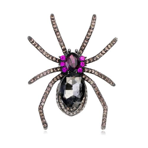 Zinklegierung Brosche, mit Glas, Spinne, plattiert, unisex & mit Strass, keine, 37x47mm, verkauft von PC[
