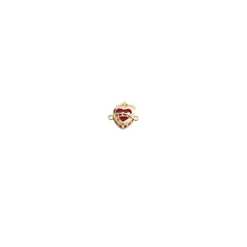 Cubic Zirconia Micro Pave Brass Connectors, Heart, gold color plated, DIY & micro pave cubic zirconia [
