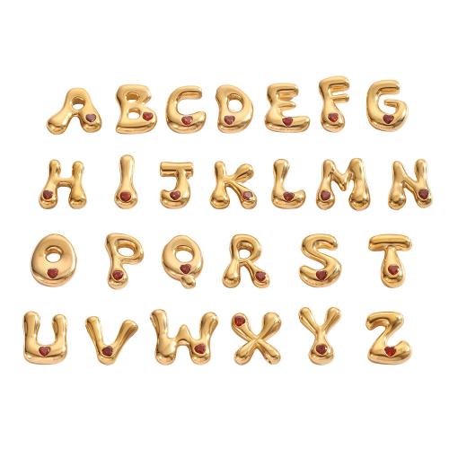 Pendentif de lettre en acier inoxydable, Acier inoxydable 304, Lettre d’alphabet, Placage de couleur d'or, DIY & styles différents pour le choix & pavé de micro zircon, Vendu par PC[