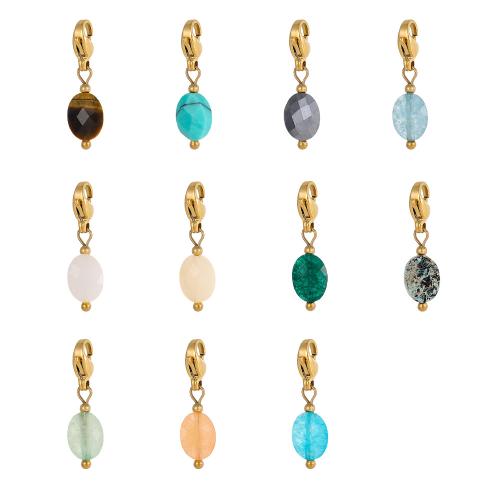 Gemstone Jewelry Pendants, 304 Stainless Steel, with Gemstone, gold color plated, DIY 