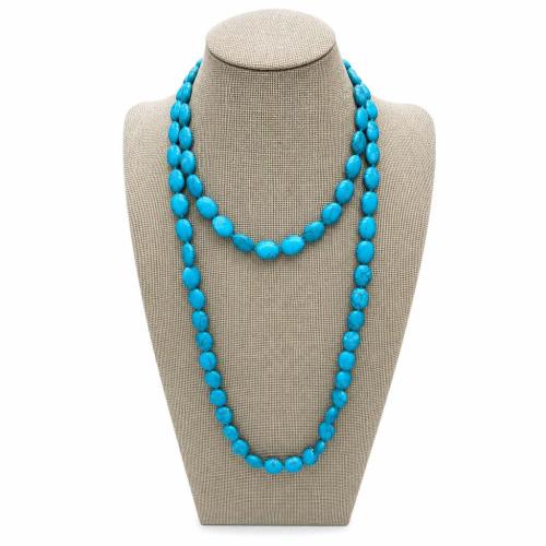 Synthetic Turquoise Necklace, folk style & Unisex Approx 1.2 m 