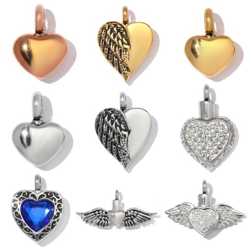 pendentifs de cœur en inox , Acier inoxydable 304, coeur, Placage, DIY & styles différents pour le choix & avec strass Vendu par sac[