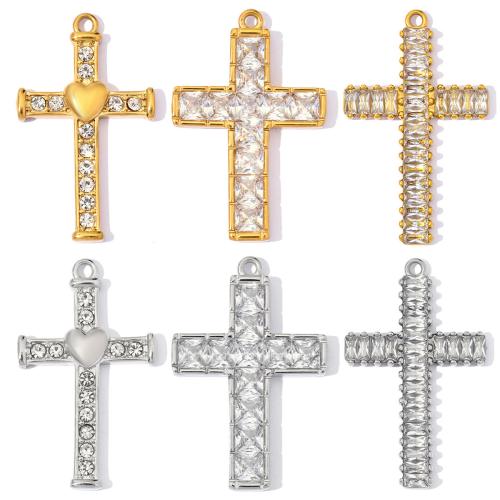 Colgantes de Cruces de acero inoxidable, acero inoxidable 304, chapado, Bricolaje & diferentes estilos para la opción & micro arcilla de zirconia cúbica & con diamantes de imitación, 3PCs/Bolsa, Vendido por Bolsa[