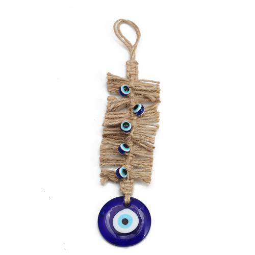 Glass Hanging Ornaments, with Cotton Cord, Evil Eye, handmade, Unisex, 300mm 