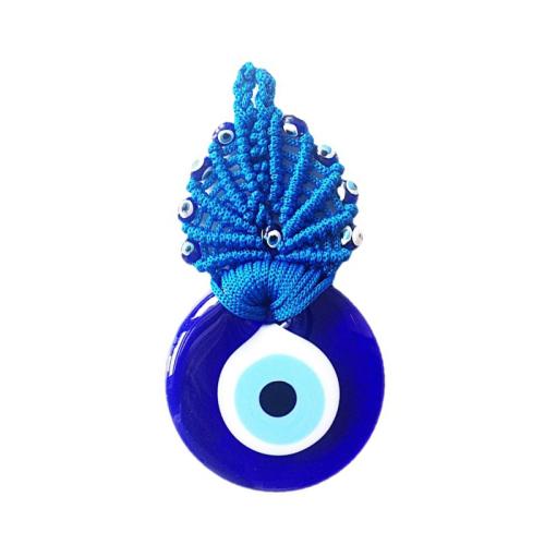 Nylon Hanging Ornaments, with Glass, Evil Eye, handmade, Unisex, blue [