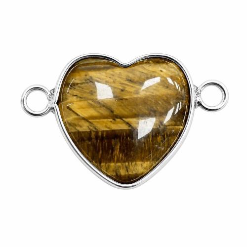 Gemstone Jewelry Connectors, Heart, silver color plated, DIY 