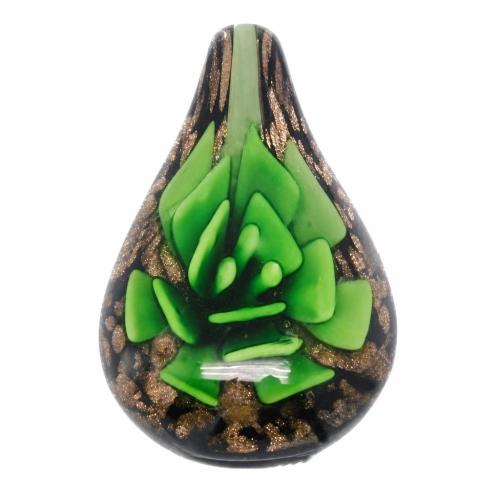 Inner Flower Lampwork Pendants, Teardrop, with gold sand, more colors for choice, 26x49x13mm, Sold by PC