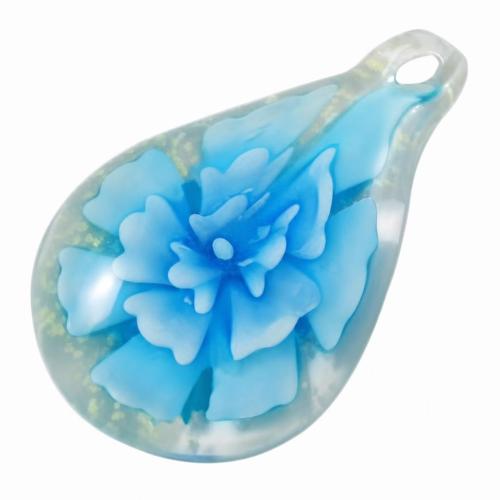 Colgantes de cristal de flor interior, Cristal de murano, Gota, más colores para la opción, 50x29mm, agujero:aproximado 3mm, Vendido por UD