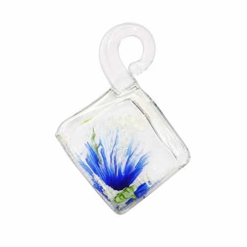 Colgantes de cristal de flor interior, Cristal de murano, Cúbico, más colores para la opción, 22x22x22mm, agujero:aproximado 5mm, Vendido por UD