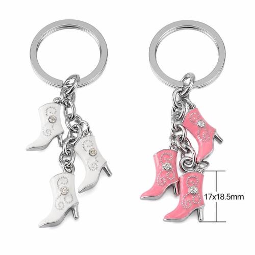Enamel Zinc Alloy Key Chain, Shoes, plated Inch 