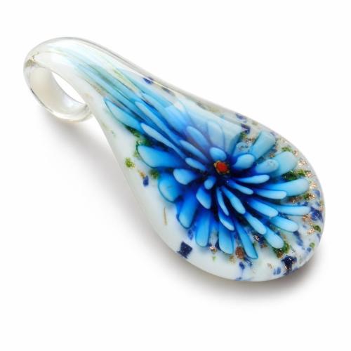 Colgantes de cristal de flor interior, Cristal de murano, con Caja de plástico, Gota, arena dorada, color mixto, 53x28x13mm, agujero:aproximado 7.5mm, 6PCs/Caja, Vendido por Caja