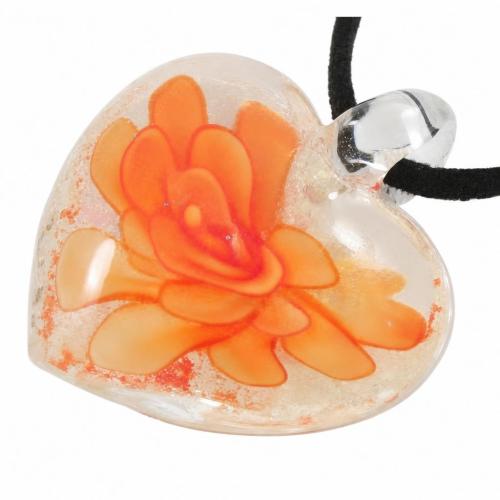 Colgantes de cristal de flor interior, Cristal de murano, Corazón, más colores para la opción, 35x41mm, agujero:aproximado 5mm, Vendido por UD