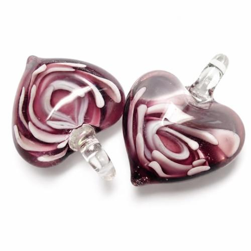 Colgantes de cristal de flor interior, Cristal de murano, Corazón, más colores para la opción, 22x26mm, Vendido por UD