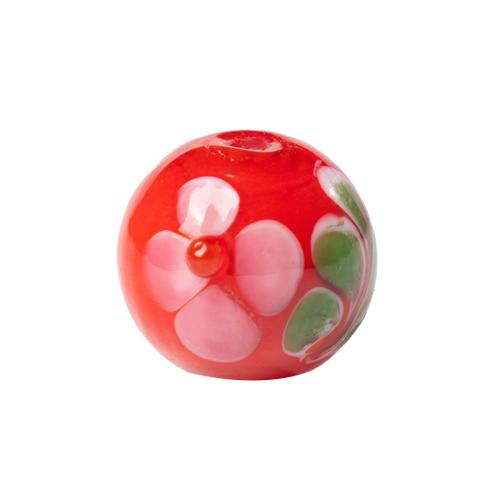 Flower Lampwork Glass Beads, Round, DIY 12mm 