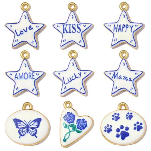 Pendentifs de Émail laiton , Placage de couleur d'or, DIY & styles différents pour le choix & émail Vendu par sac