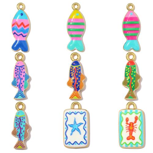 Pendentifs de Émail laiton , Placage de couleur d'or, DIY & styles différents pour le choix & émail Vendu par sac