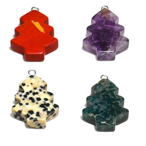 Gemstone Jewelry Pendants, Christmas Tree, Carved, DIY 