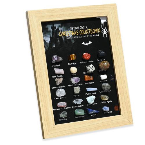 Gemstone Minerals Specimen, with Paper & Wood 