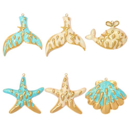 Pendentifs en acier inoxydable émail, Acier inoxydable 304, Placage de couleur d'or, DIY & styles différents pour le choix Vendu par sac[
