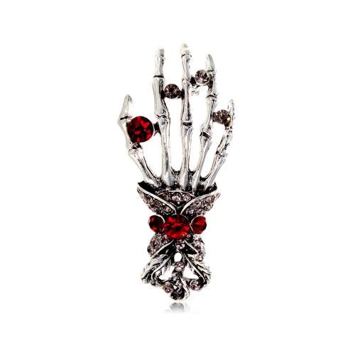 alliage de zinc broche, main, Plaqué de couleur d'argent, unisexe & avec strass Vendu par PC