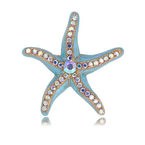 alliage de zinc broche, étoile de mer, Placage, unisexe & émail & avec strass Vendu par PC