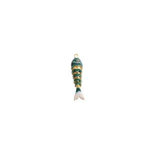Pendentifs de Émail laiton , poisson, Placage de couleur d'or, DIY & émail Vendu par PC