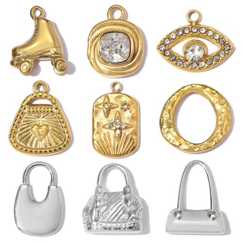 Pendentifs en acier inoxydable, Acier inoxydable 304, Placage, DIY & styles différents pour le choix & pavé de micro zircon Vendu par sac[