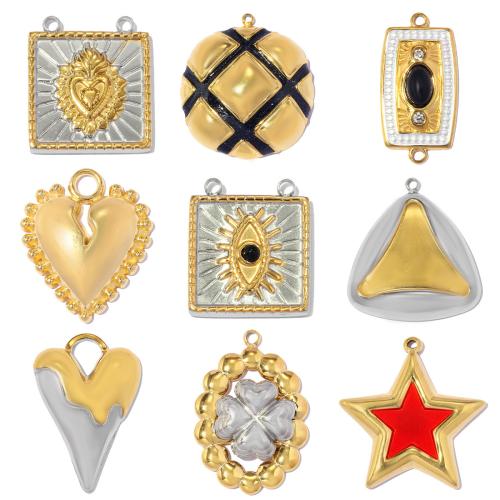 Pendentifs en acier inoxydable, Acier inoxydable 304, avec pierre gemme & résine, Placage, DIY & styles différents pour le choix & émail & avec strass Vendu par sac[