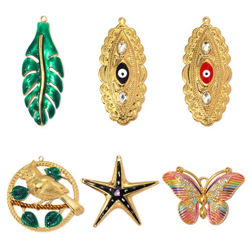 Titanium Steel Pendants, plated, DIY & enamel & with rhinestone 