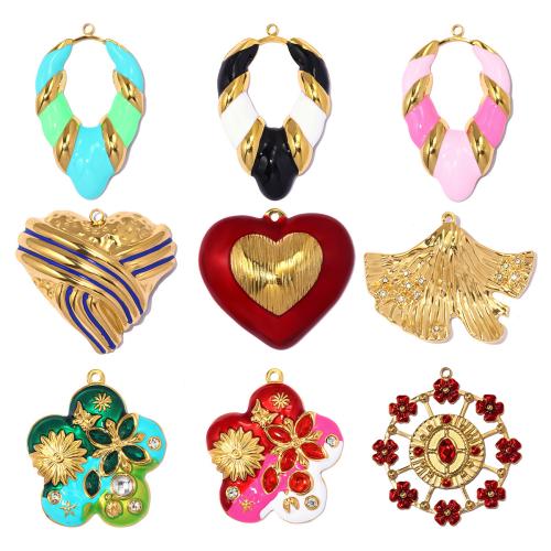 Titanium Steel Pendants, plated, DIY & enamel & with rhinestone [