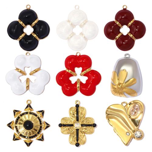 Titanium Steel Pendants, plated, DIY & enamel & with rhinestone [