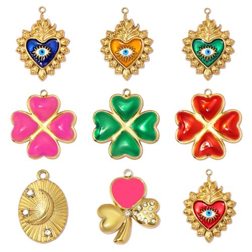 Titanium Steel Pendants, plated, DIY & enamel & with rhinestone [