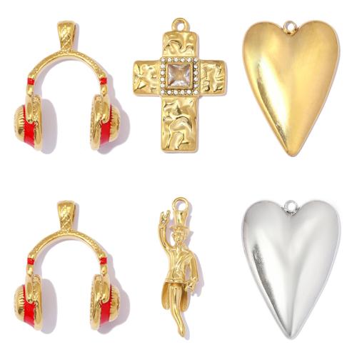 Titanium Steel Pendants, plated, DIY & enamel & with rhinestone [
