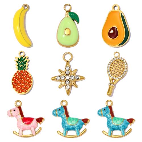 Titanium Steel Pendants, plated, DIY & enamel & with rhinestone [