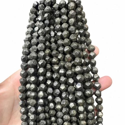 Golden Pyrite Beads, DIY & faceted, 8mm Approx 38 cm 