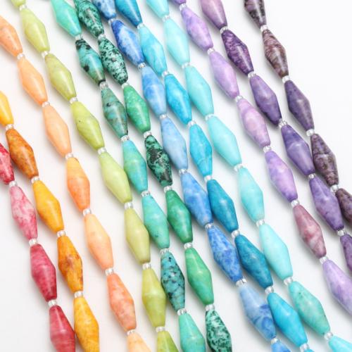 Perle empereur Pierre , Jaspe d'impression, Motif géométrique, poli, DIY, plus de couleurs à choisir Vendu par brin