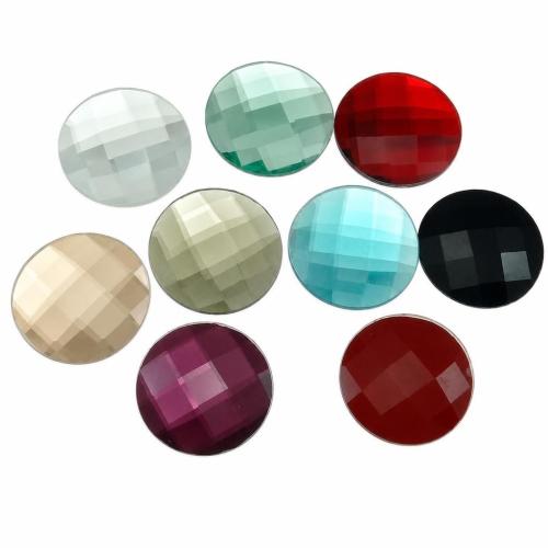 Faceted Glass Cabochon, Flat Round, flat back, mixed colors 
