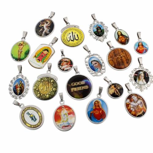 Stainless Steel Pendants, epoxy gel, mixed - Approx 3.5-7mm 