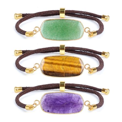 Piedras preciosas Pulsera, con cordón poliéster & aleación de zinc, Patrón Geométrico, hecho a mano, diferentes materiales para la opción & unisexo & ajustable, longitud:aproximado 24 cm, Vendido por UD[